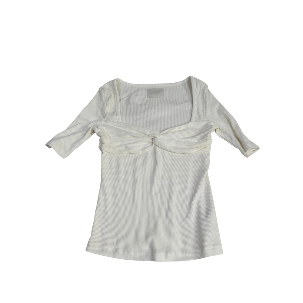 Citizens of Humanity Off White Ribbed Twist Front Top Small